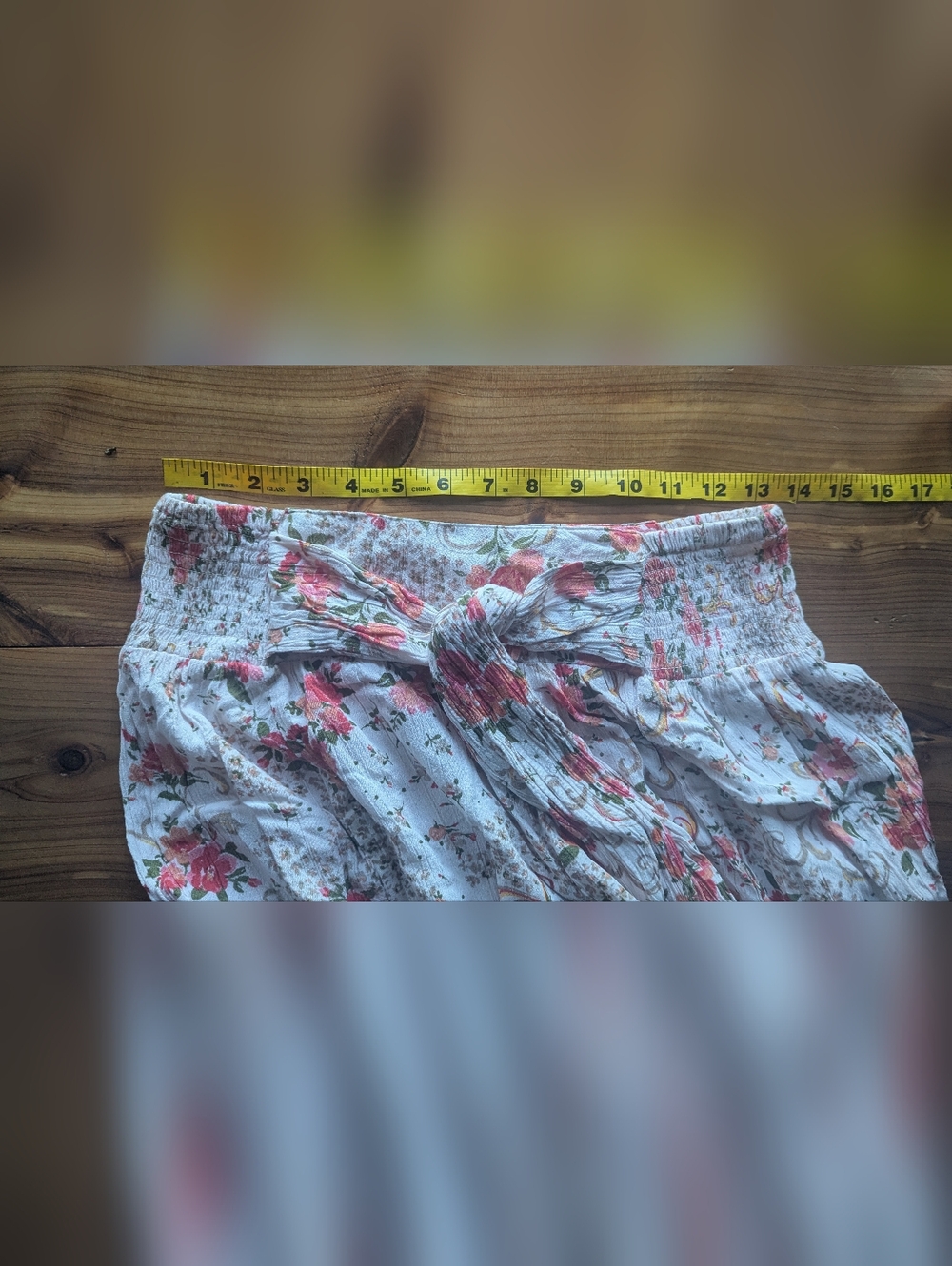 Angie Floral Wide Leg Pants in Cream with Pink/Coral Flowers - Picture 5 of 5